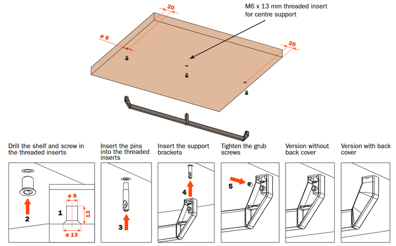 Load image into Gallery viewer, Salice Excessories Hanger Rail Angled End Supports with Back Cover - Bottom Fixing - VE80GMRA01633B