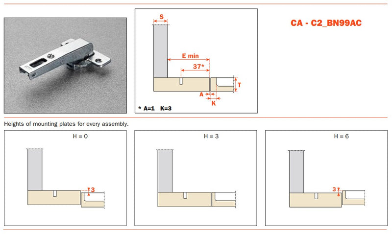 Load image into Gallery viewer, Salice 94° Blind Corner Crampon Hinge - C2ABN99AC
