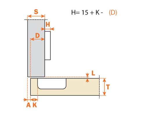 Salice TITANIUM 155° Full Overlay  Sprung Cabinet Hinge - C2AKA66