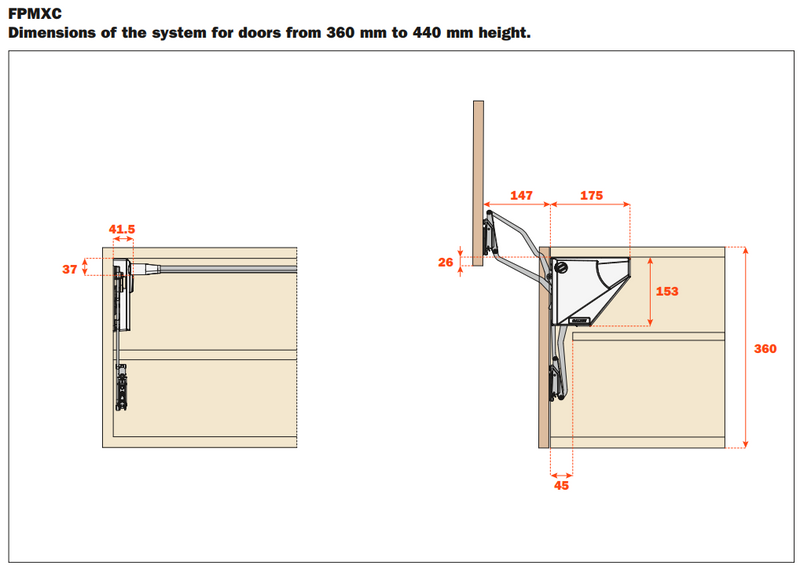 Load image into Gallery viewer, Salice EvoLift Parallel Lift System for Short Doors (360-440mm)