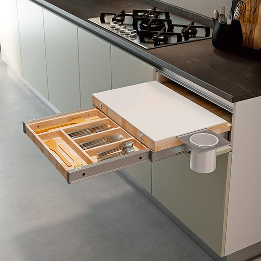 Salice Atim Cook pull-out drawer table extended