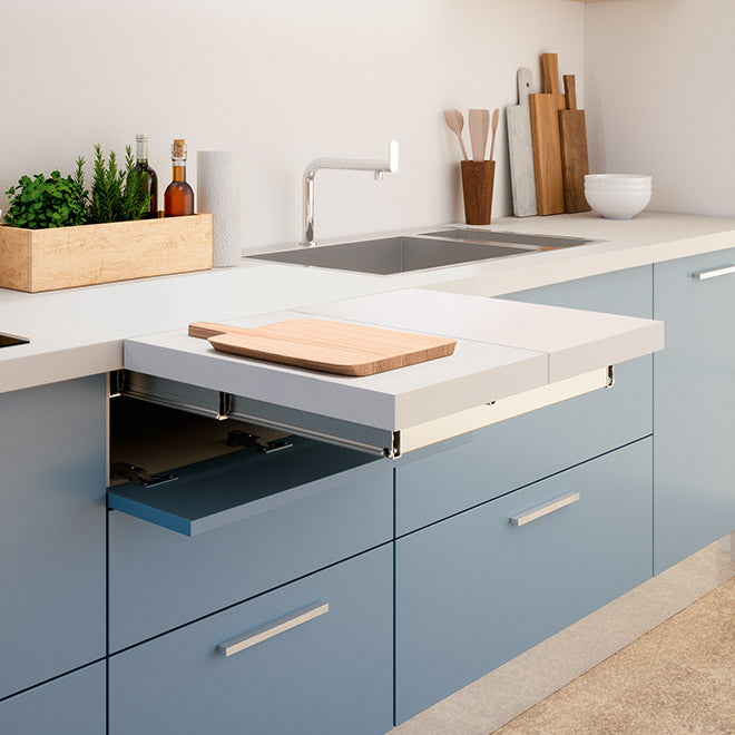 Load image into Gallery viewer, Salice Atim Flip Top pull-out drawer worktop extended
