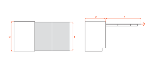 Salice Atim Lunch Reverse technical drawing and dimensions