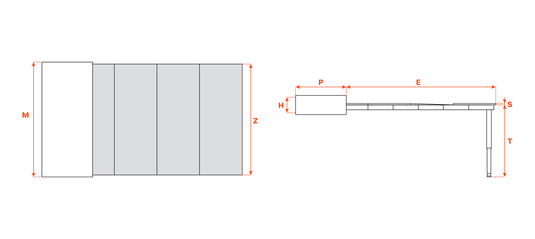 Salice Atim Mensola Party technical drawing and dimensions, 600mm version
