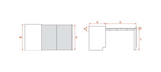 Salice Atim Evolution technical drawing, 600mm version