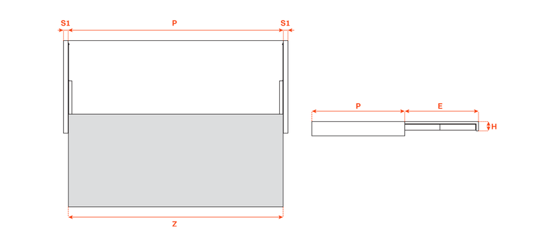 Load image into Gallery viewer, Salice Atim Snack technical drawing, 2460mm
