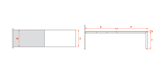 Salice Atim Voila Chair Reverse technical drawing, 900mm