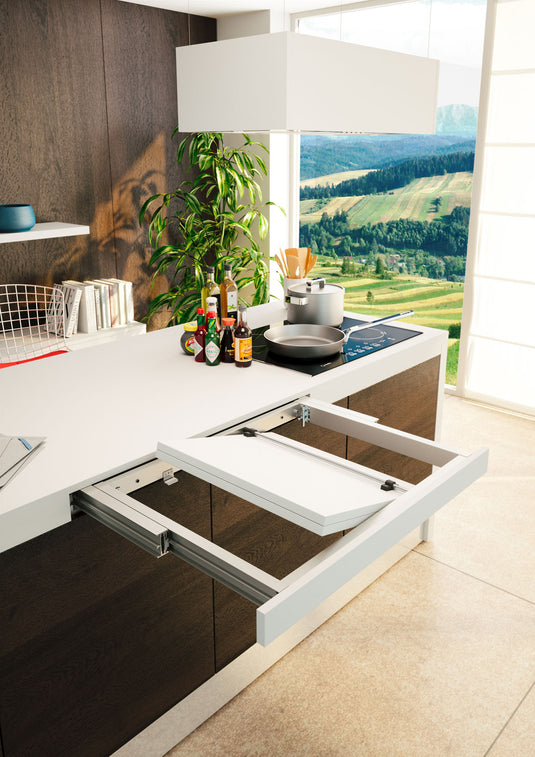 Salice Atim Sandwich pull-out worktop partially extended