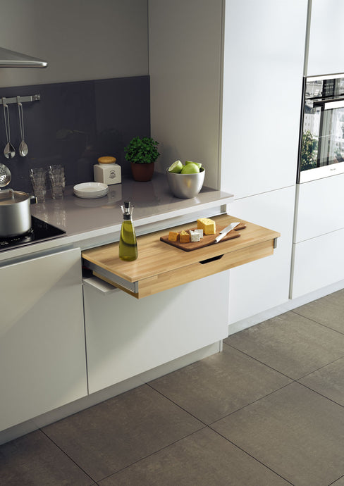 Salice Atim - Functional – Pull-out Worktop with Beech Wooden Top & Cutlery Tray