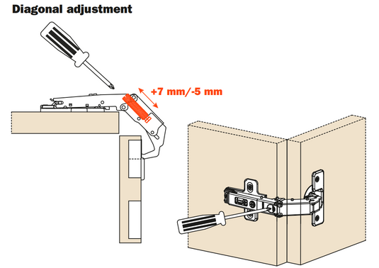 Salice Adjustable 65° Corner Cabinet Hinge 48mm Centres - C2AYA99R