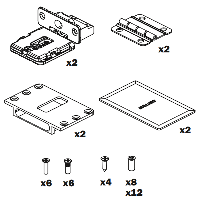 Salice Folder 180 Conecta Hinge Kit - External Side Fix Holder - DQG5B