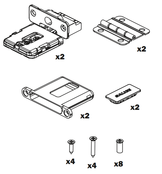 Salice Folder 180 Conecta Hinge Kit - Recessed Front Fix Holder - DQGB3